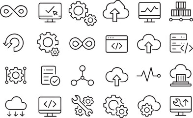 Fototapeta premium Software Development and Cloud Computing Icons