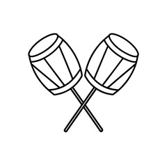 Two crossed outline drumsticks