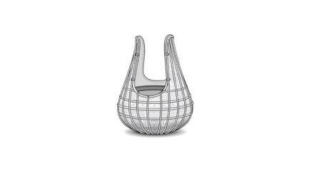 Elegant Woven Shoulder Bag Fashion Flat Sketch Vector