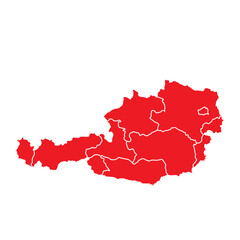 Abstract Red Austria Map with Cities