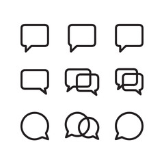 set of 9 speech bubble icons line art vector ai eps png jpeg for ui and social design