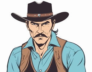 Outlaw Cowboy Image vector isolated on white background.