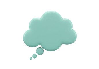 Mint green thought bubble PNG isolated on transparent background, 3D rendering speech bubble for social media and communication