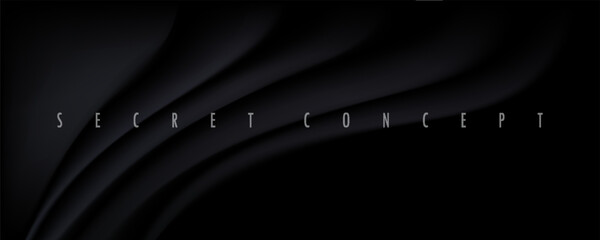 Abstract futuristic dark black background with waved design. Realistic 3d wallpaper with luxury flowing lines. Elegant backdrop for poster, website, brochure, banner, app. vector illustration