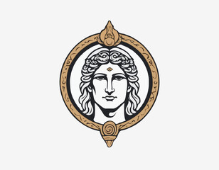 Apollo Greek mythology god logo design vector isolated on white background.