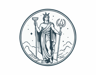 Apollo Greek mythology god logo design vector isolated on white background.