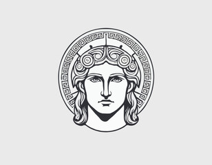 Apollo Greek mythology god logo design vector isolated on white background.