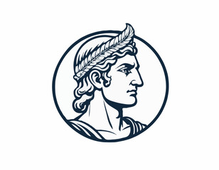 Apollo Greek mythology god logo design vector isolated on white background.