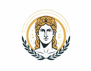 Apollo Greek mythology god logo design vector isolated on white background.