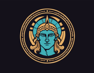 Apollo Greek mythology god logo design vector isolated on white background.