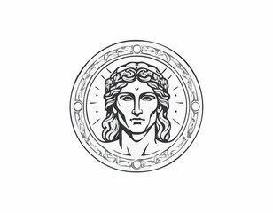 Apollo Greek mythology god logo design vector isolated on white background.