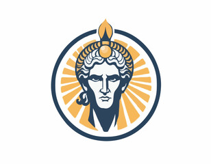 Apollo Greek mythology god logo design vector isolated on white background.