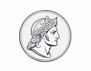 Apollo Greek mythology god logo design vector isolated on white background.