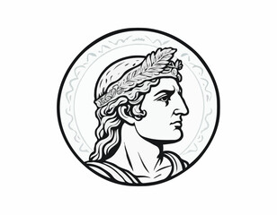 Apollo Greek mythology god logo design vector isolated on white background.