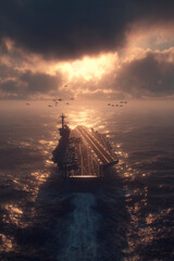 Aircraft Carrier at Sea