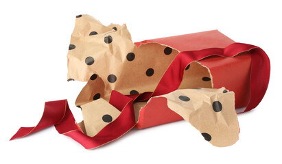 One unwrapped gift box isolated on white