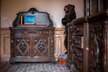 Abandoned Mansion Luxury Palace Castle Interior with Vintage Architecture and Decay