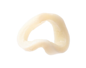 One raw squid ring isolated on white