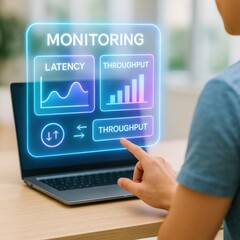 Monitoring system performance analyzing latency and throughput on a laptop in a modern office environment