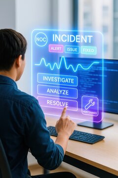 Incident management dashboard corporate office digital interface technology environment user perspective incident resolution strategies
