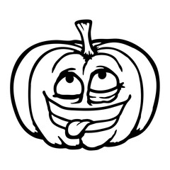 Crazy Pumpkin Weird Grimace Cross Eyed Halloween Funny