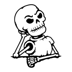 Impatient Skeleton Waiting Halloween Eager Longing Angry Funny