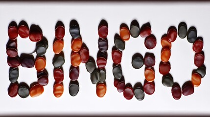 Bingo Chips Arranged to Spell out the Word BINGO on a Clean Surface for a Fun Game Night