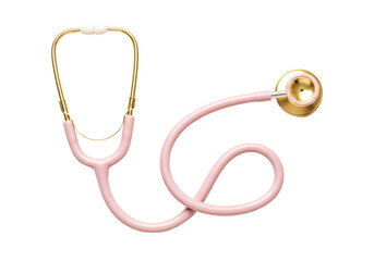 Pink and gold stethoscope isolated on white, medical equipment for healthcare professionals and pediatricians