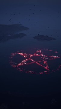 A glowing pentagram appeared on the bottom of a sea bay or lake. Halloween