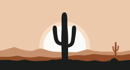Silhouette of a tall saguaro cactus in the desert.