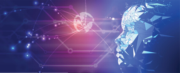 Abstract network backdrop and artificial intelligence futuristic data flow background