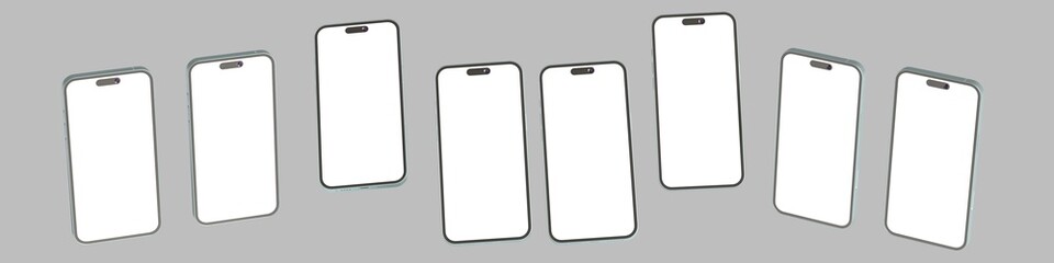 Realistic 3D Smartphone Mockup with Front and Side View, Transparent Screen, and Clipping Path - Perfect for Infographic, Banner, Business, and App Design