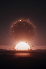 Obraz premium Spectacular Explosion Over Water