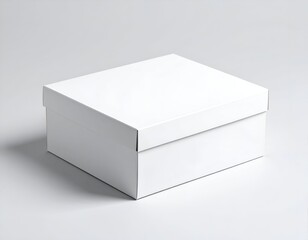 Naklejka premium A simple, blank white box with a lid, isolated against a light gray background