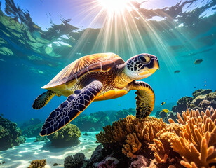 Obraz premium sea turtle swimming