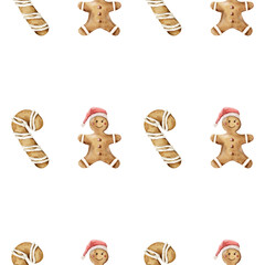 Colorful gingerbread cookie pattern design for festive textiles and packaging
