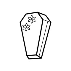 Outline coffin with two flowers