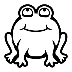 Frog Toad smiles cheerfully looks up high above