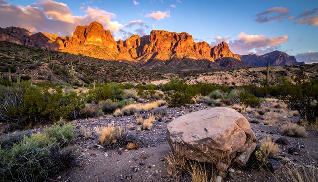 Desert mountain range at sunset - Powered by Adobe