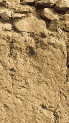 Ancient adobe wall texture with cracks.