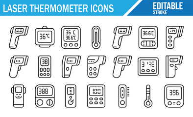 Temperature measurement glyphs — infrared gun and display symbols