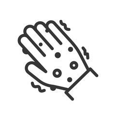 hand rash icon, itching or irritation of the skin, palm is itchy, linear vector illustration eps10