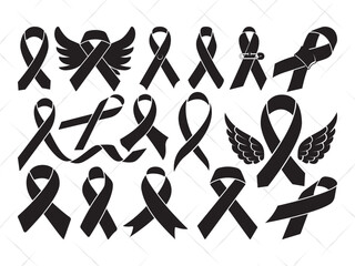 Awareness Ribbon SVG, Cancer Ribbon Silhouette, Pink Ribbon Clipart, Breast Cancer Vector, Support Ribbon Outline for Cricut and Cutting Machines