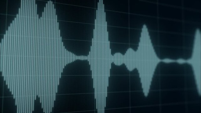 Digital Voice Recording Waveform: Surveillance, Wiretapping, and Eavesdropping Audio Analysis. Blue Sound Waves on Dark Grid for Audio Monitoring, Spying, Security, and Intelligence Operations