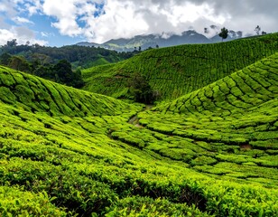 Scenic Tea Plantation Landscape.