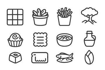 European Icon Sets. Outline icon set of Spanish nature and wildlife: iberian lynx, cork oak, olive tree, Mediterranean sea, mountain, flamingo, eagle, cactus.