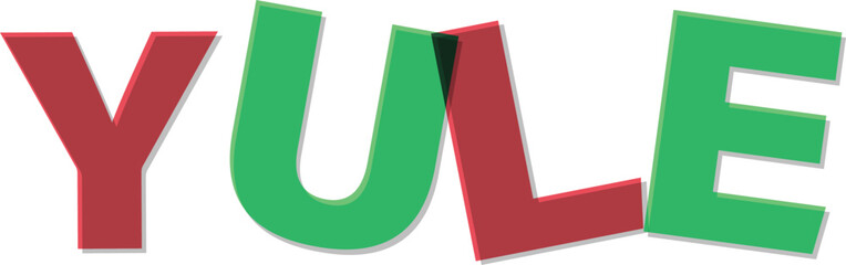 Red Green Overlapping Text Yule Graphic Text Design vector