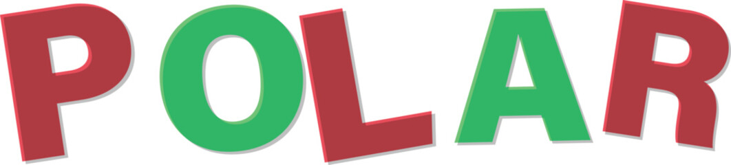 Red Green P O L A R Text With Shadow Effect Text Design polar word
