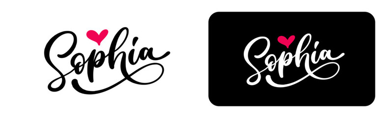 Sophia name hand lettering calligraphy.