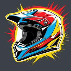 cool motocross helmet illustration